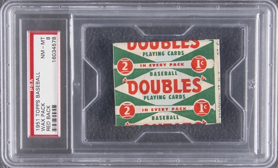 1951 Topps Red Back Baseball Unopened One-Cent Wax Pack – PSA NM-MT 8 